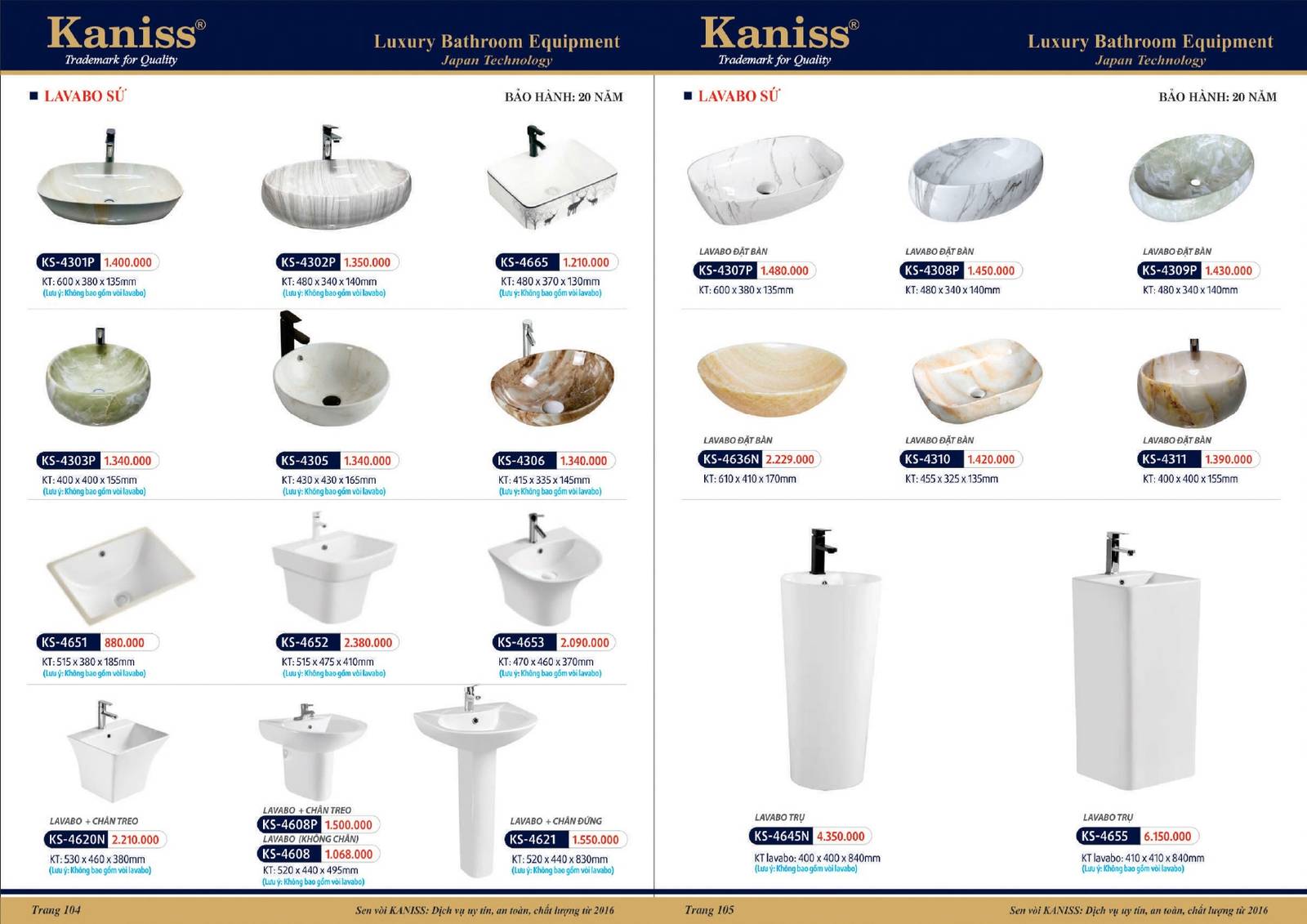 Bảng giá và Catalogue Thiết bị vệ sinh KANISS mới nhất 2025 /Page 53